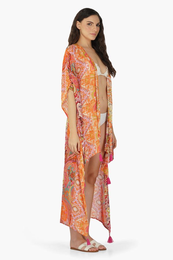 Multi Palm Paisley Stripe Cover Up - Image 2