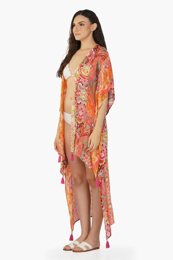 Multi Palm Paisley Stripe Cover Up - Image 3