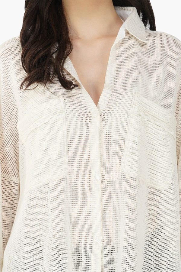 Off shoulder Shirt with two chest pockets - Image 5