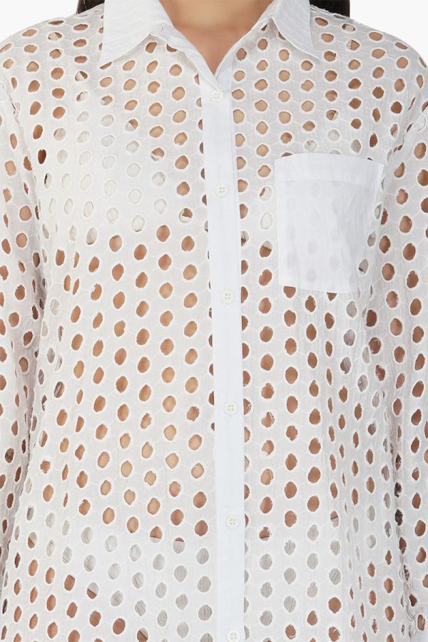 White Loop Long Cover Up Shirt - Image 4