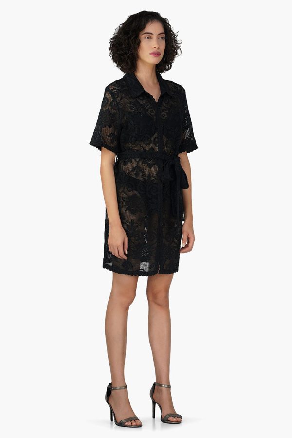 Deborah Crochet Short Shirt Dress - Image 2