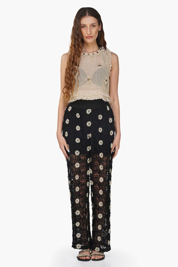 Talia Crochet Fringe Embellished Top - Image 2