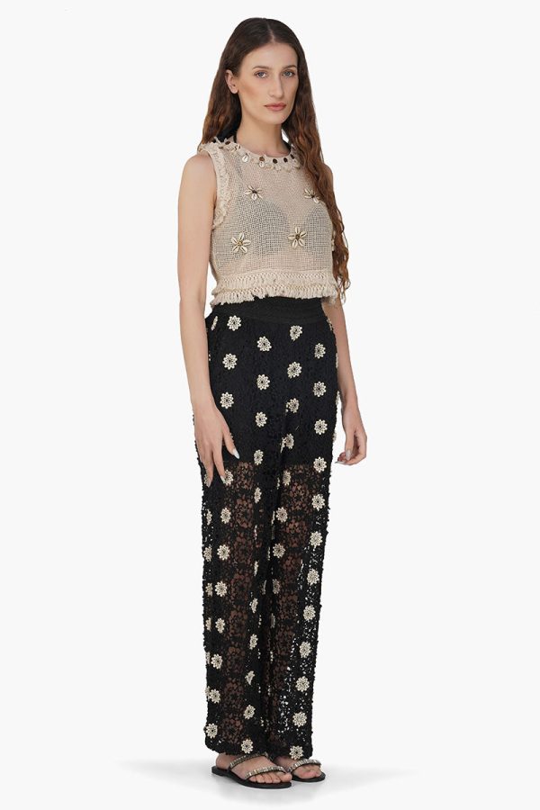 Talia Crochet Fringe Embellished Top - Image 3