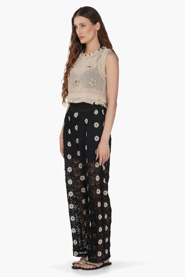 Talia Crochet Fringe Embellished Top - Image 4