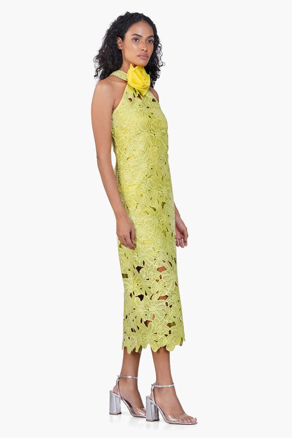 Fall For Neon Crosage Floral Halter Dress - Image 2