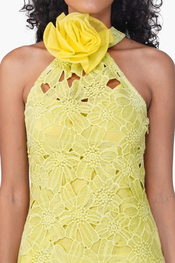 Fall For Neon Crosage Floral Halter Dress - Image 5