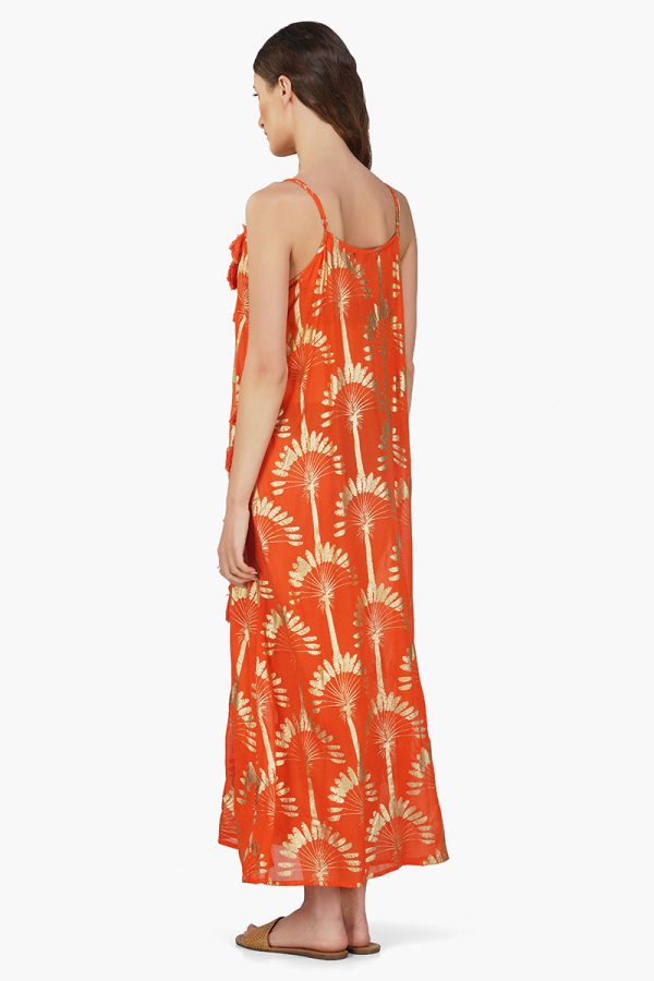 Sunset Palm Foil Tassel Maxi Dress - Image 4