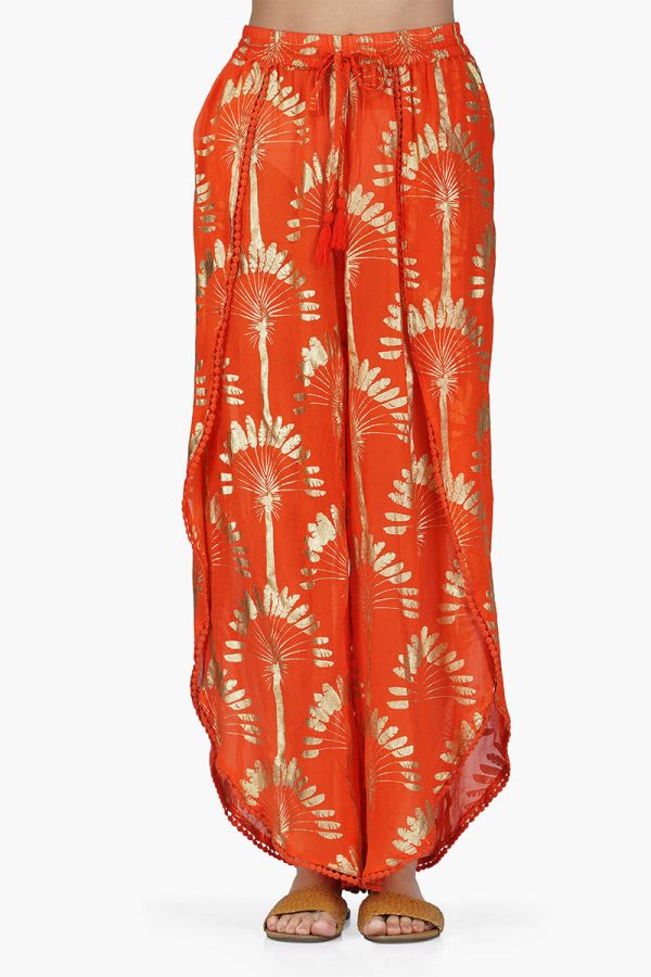 Sunset Palm Foil Wrap Pants - Image 5