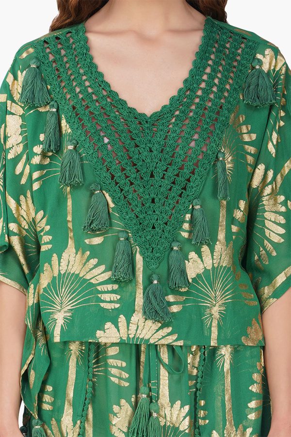 Pine Green Palm Tassel Blouse - Image 6