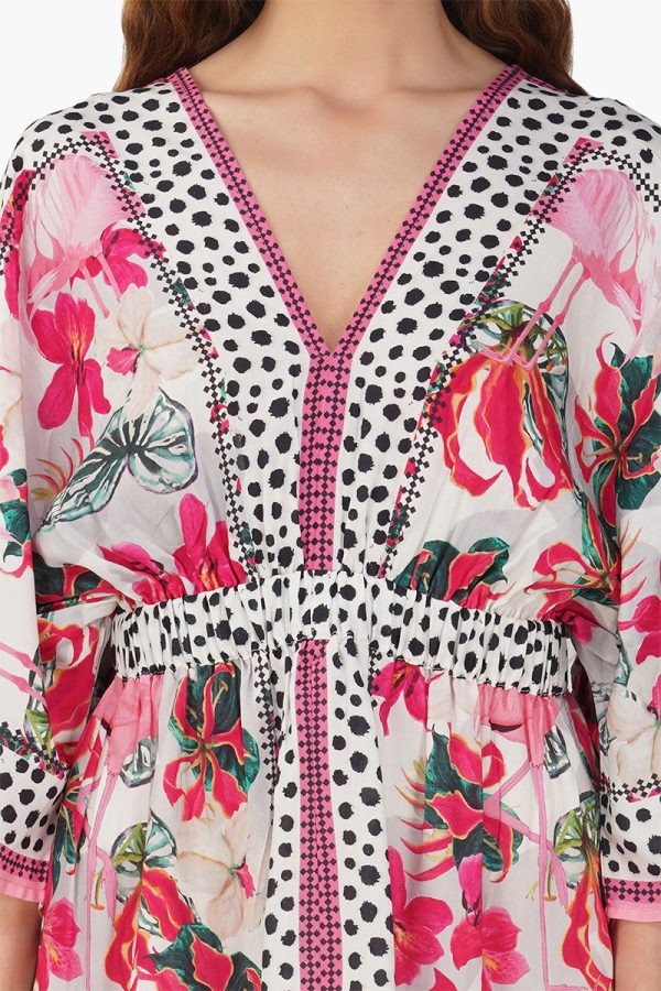 Flamingo Paradise Short Kaftan Dress - Image 6