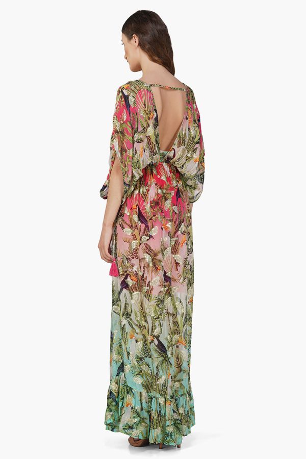 Farm Chirping Birds Printed Angel Maxi Dress - Image 4