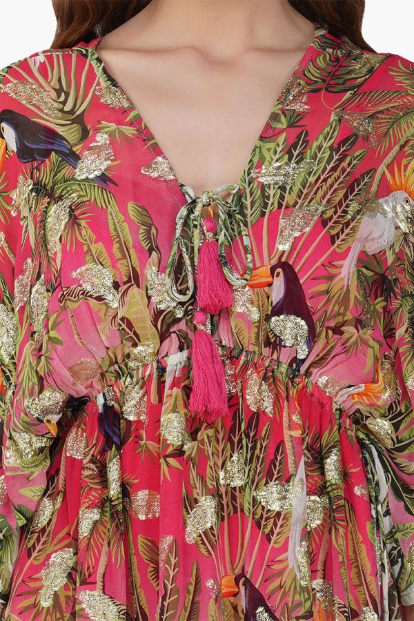 Farm Chirping Birds Printed Angel Maxi Dress - Image 5