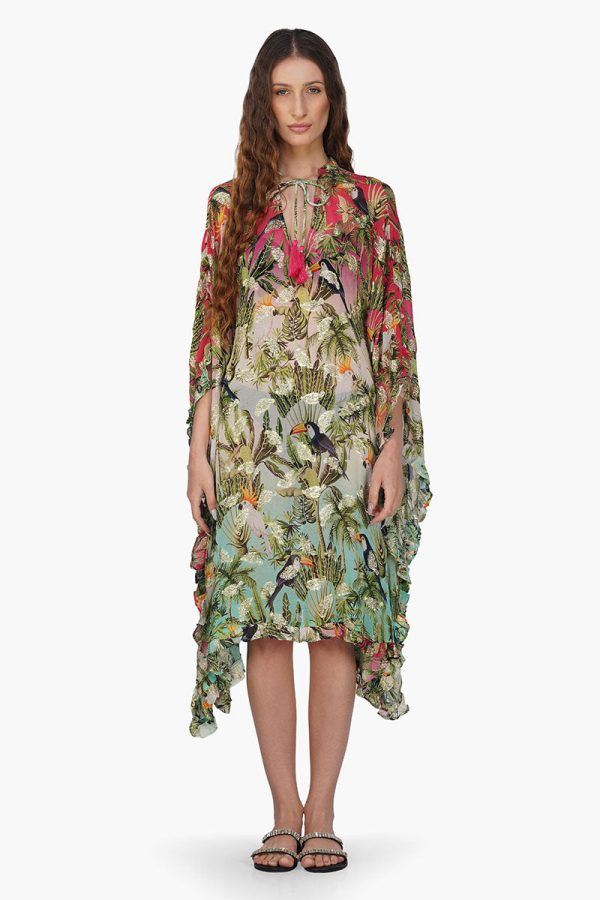 Farm Chirping Birds Printed Frill Kaftan - Image 2
