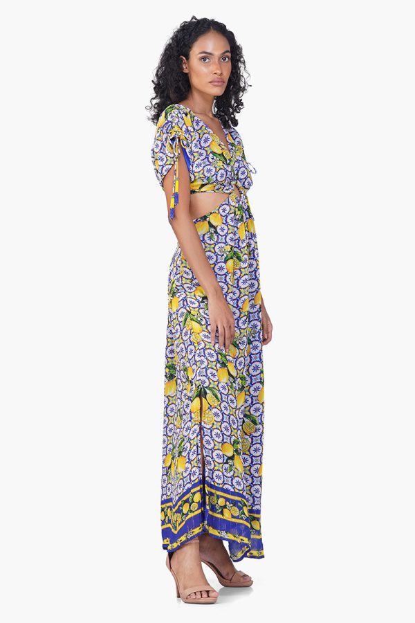 Citrus Lemon Lurex Print Dress - Image 2