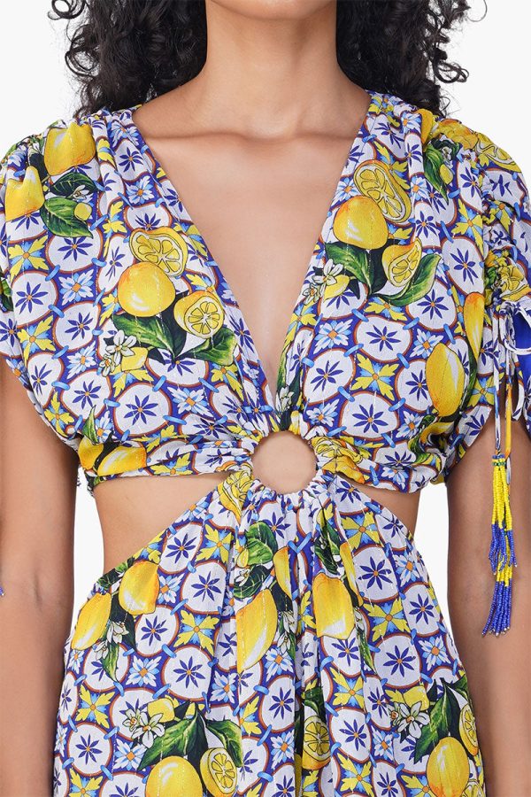 Citrus Lemon Lurex Print Dress - Image 5