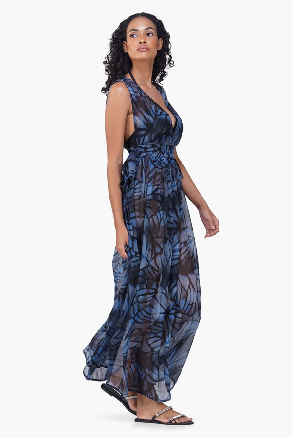 Blue Morpho Printed Cover Up Dress - Image 2