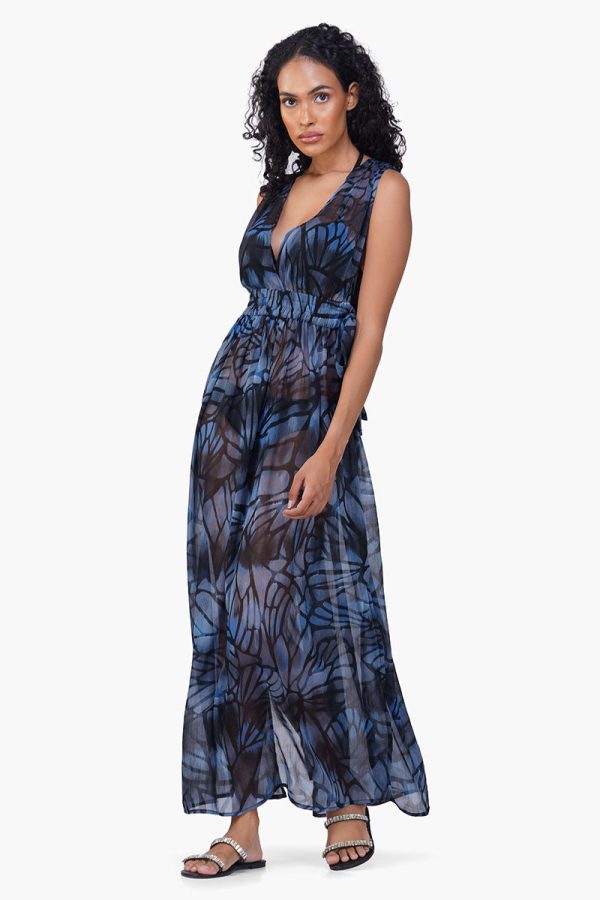 Blue Morpho Printed Cover Up Dress - Image 3