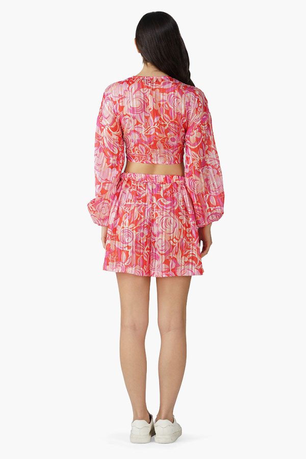 Sweet Pea Wine Printed Front Tie Top - Image 4