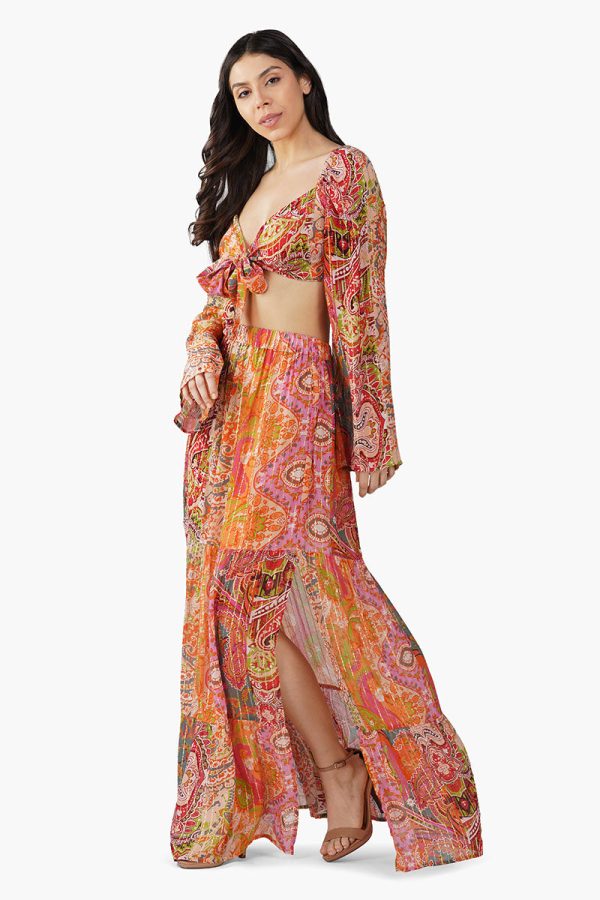 Multi Palm Paisley Front Tie Top - Image 3