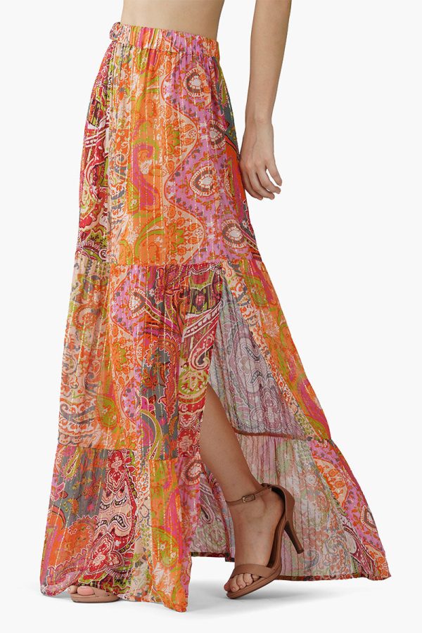Multi Palm Paisley Tiered Skirt - Image 3