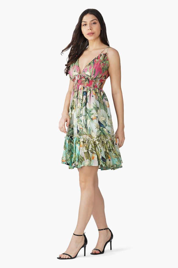 Farm Chirping Birds Printed Mini Dress - Image 3