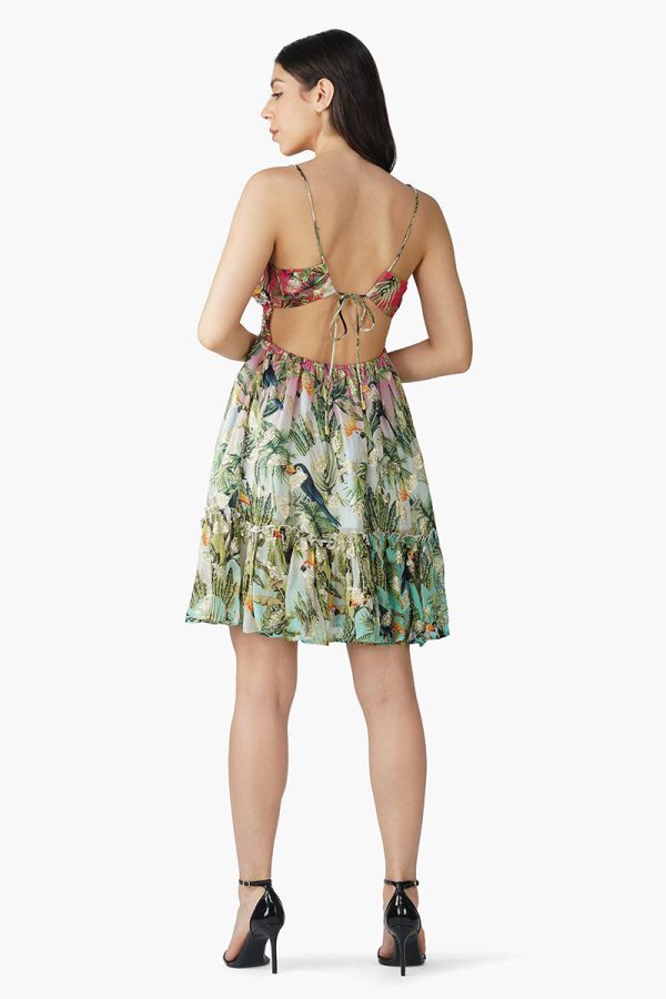 Farm Chirping Birds Printed Mini Dress - Image 4