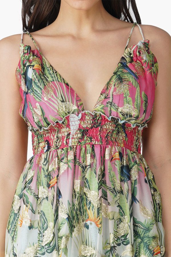Farm Chirping Birds Printed Mini Dress - Image 5
