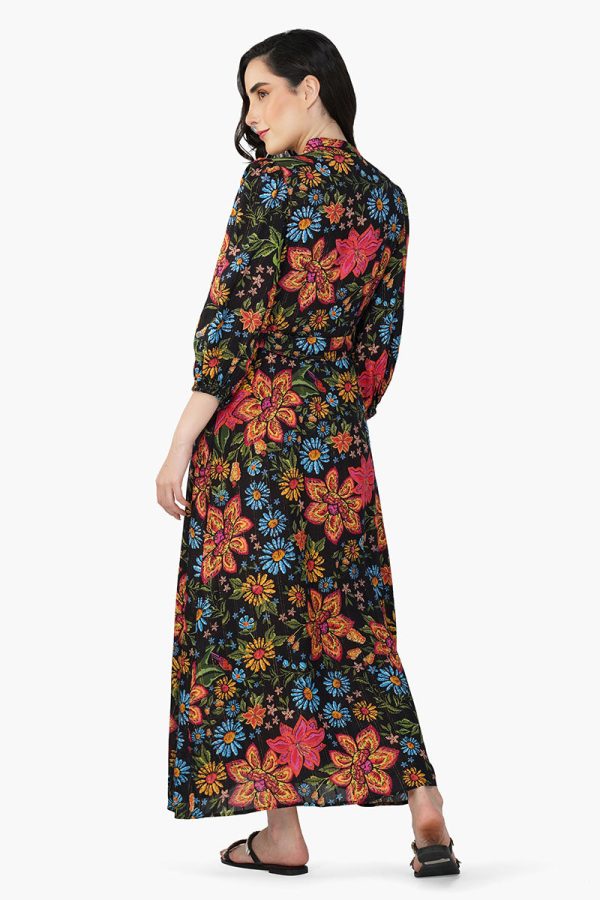 Black Multi Floret Shirt Dress - Image 5