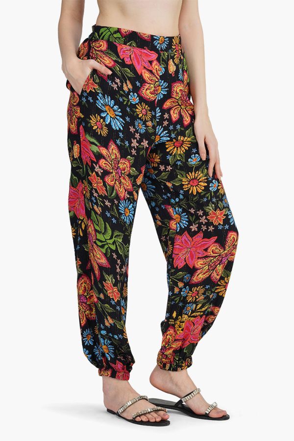 Black Multi Floret Pants - Image 2