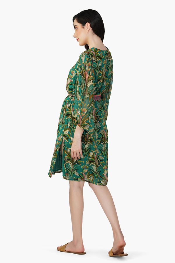 Tropical Ash Leaf Printed Short Dress - Image 4