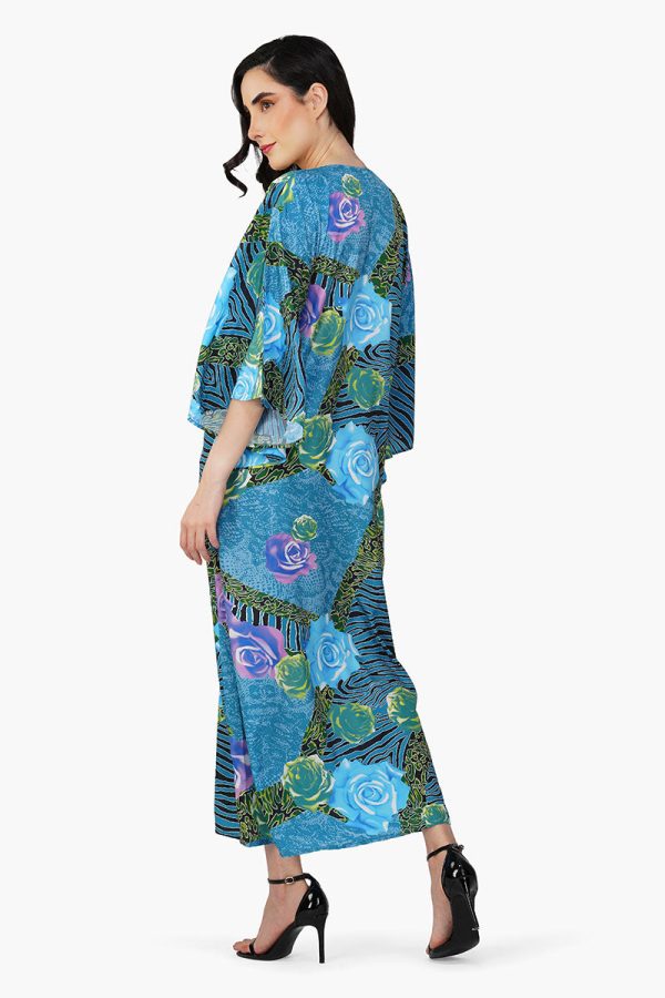 Blue Carribean Floral Printed Maxi Dress - Image 5