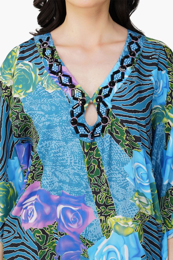 Blue Carribean Floral Printed Maxi Dress - Image 6