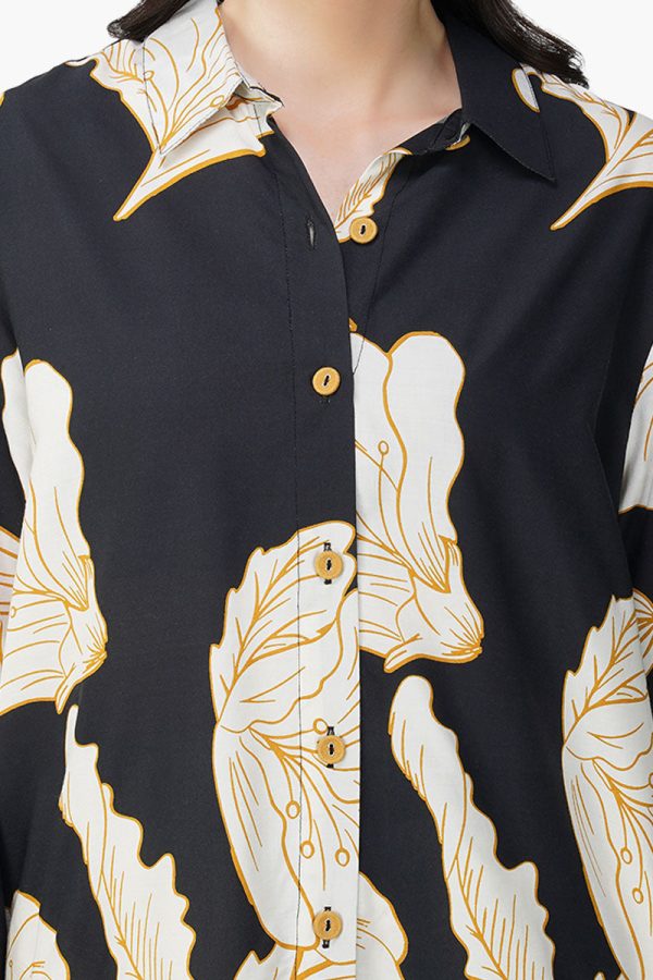 Black And White Floral Daze Printed Shirt - Image 5