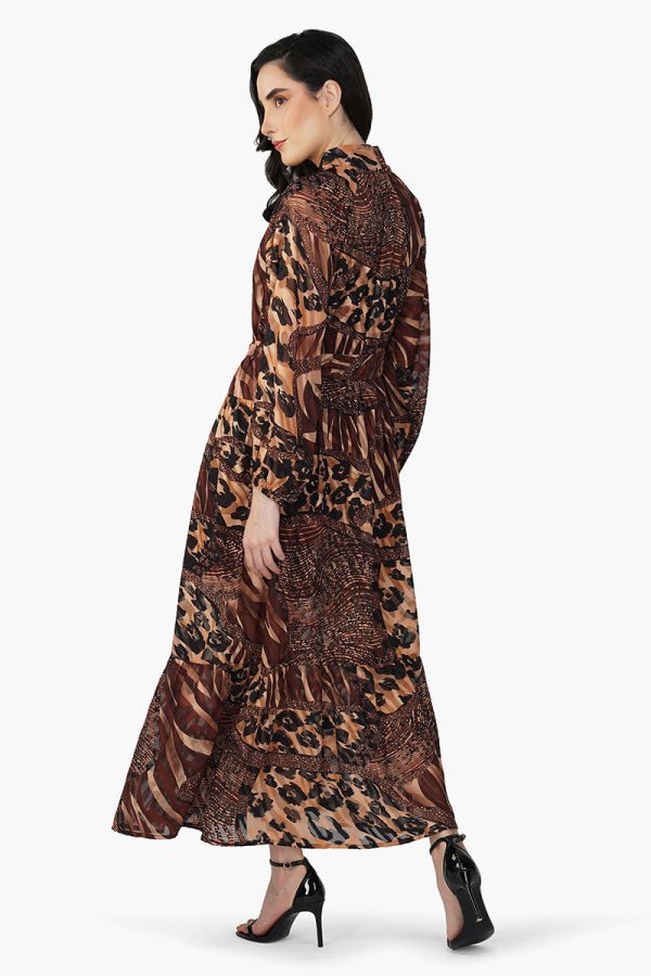 Brown Animal Patch Print Maxi Dress - Image 5