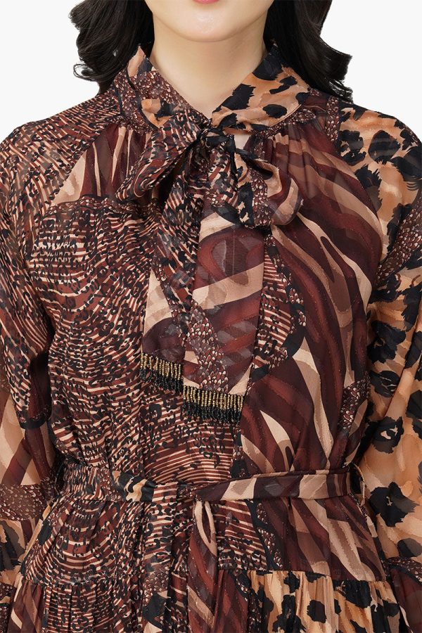 Brown Animal Patch Print Maxi Dress - Image 6