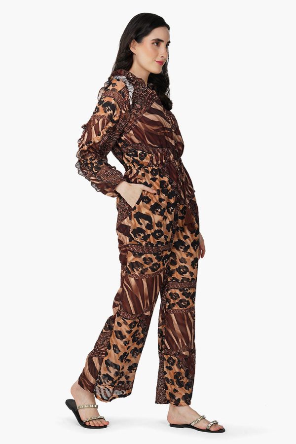 Brown Animal Patch Print Jumpsuit - Image 3
