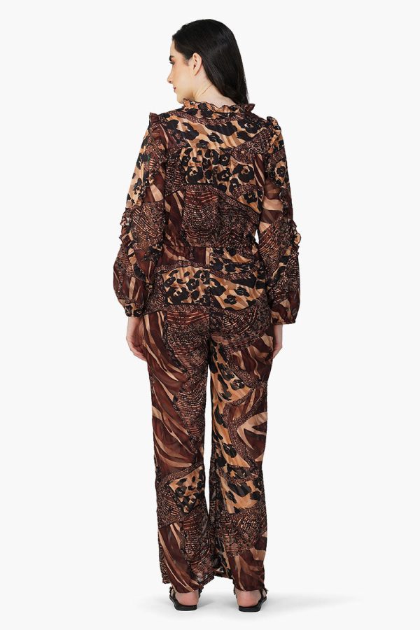 Brown Animal Patch Print Jumpsuit - Image 5
