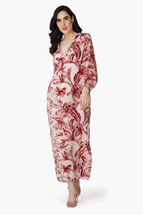 Leaf Velvet Burntout Maxi Dress - Image 2