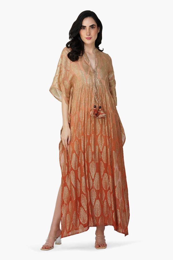 Sandstone Lurex Ombray Kaftan - Image 2