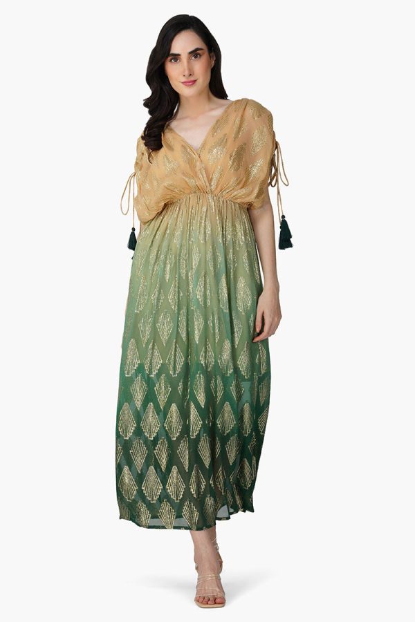 Jungle Green Ombray Lurex Maxi Dress - Image 2