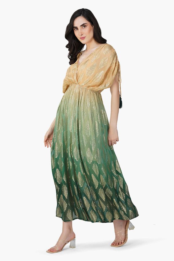 Jungle Green Ombray Lurex Maxi Dress - Image 4