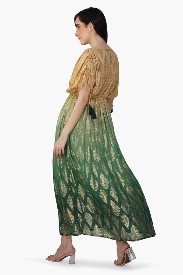 Jungle Green Ombray Lurex Maxi Dress - Image 5