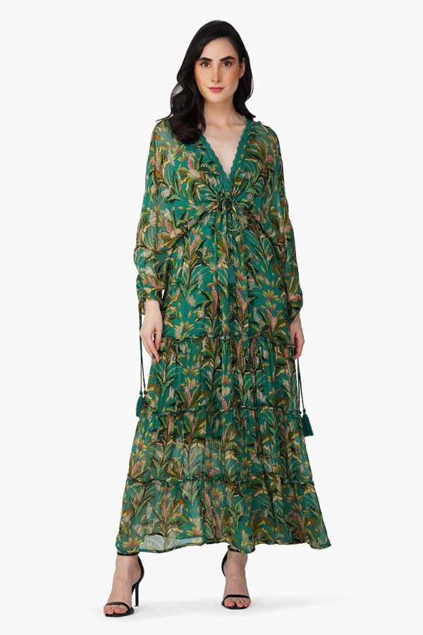 Tropical Ash Leaf Printed Maxi Dress - Image 2