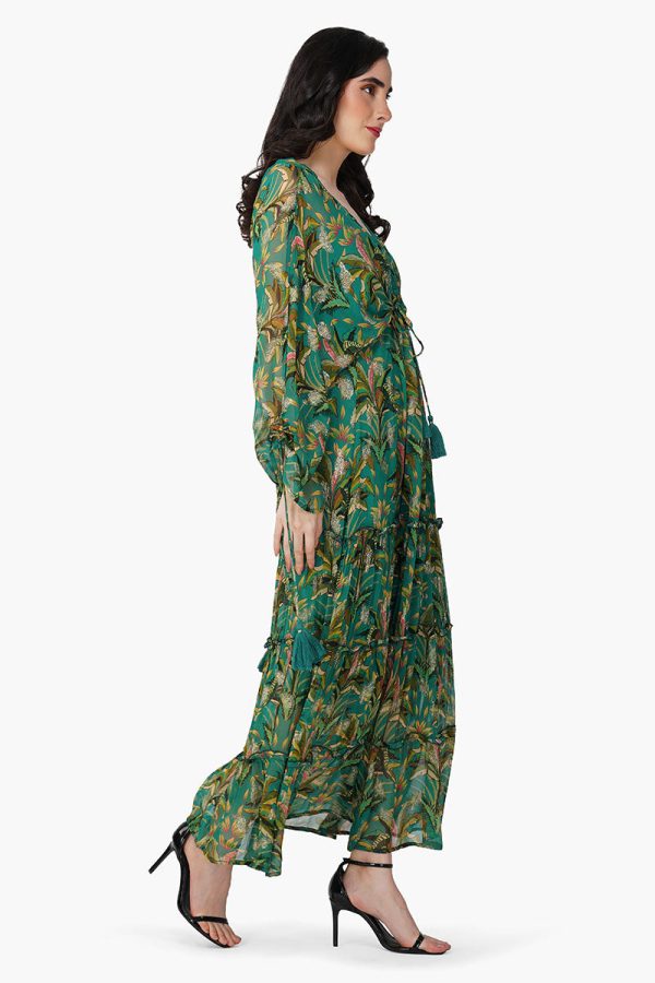 Tropical Ash Leaf Printed Maxi Dress - Image 3