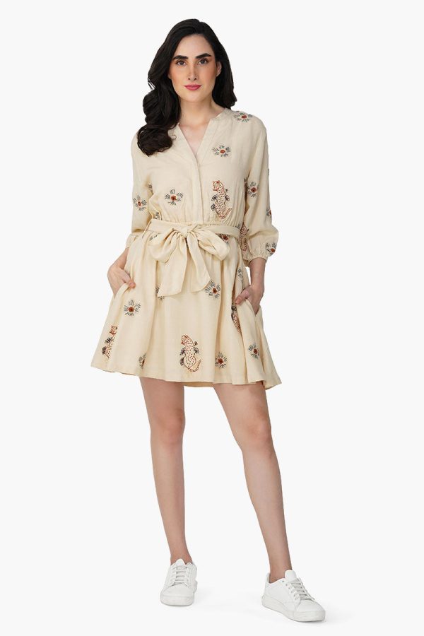 Tiger Bone Floret Embroidered Short Dress - Image 2