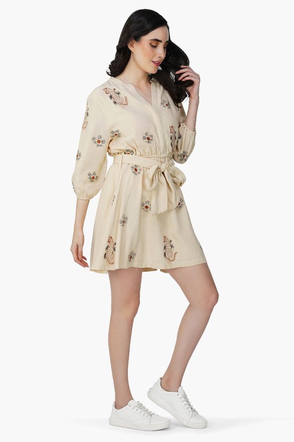 Tiger Bone Floret Embroidered Short Dress - Image 3