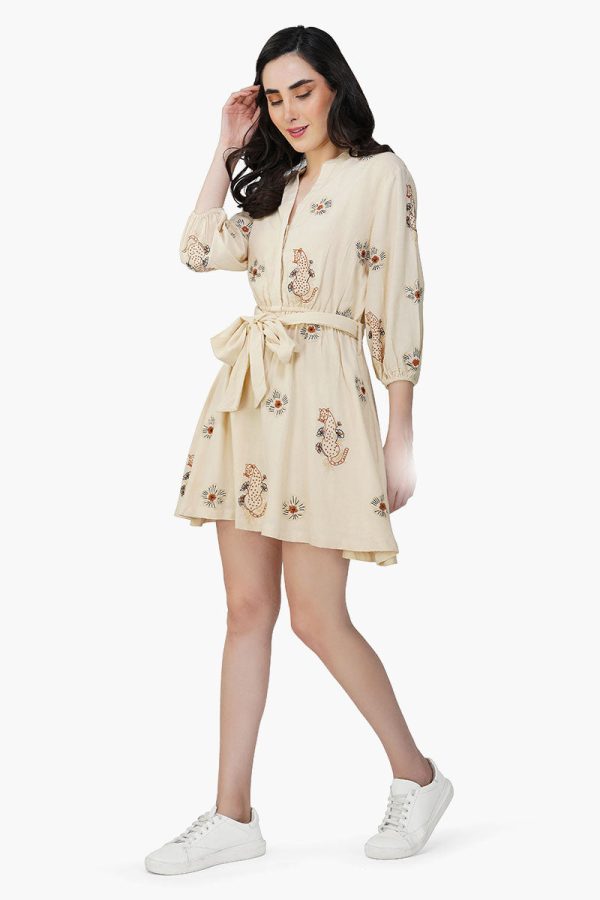 Tiger Bone Floret Embroidered Short Dress - Image 4