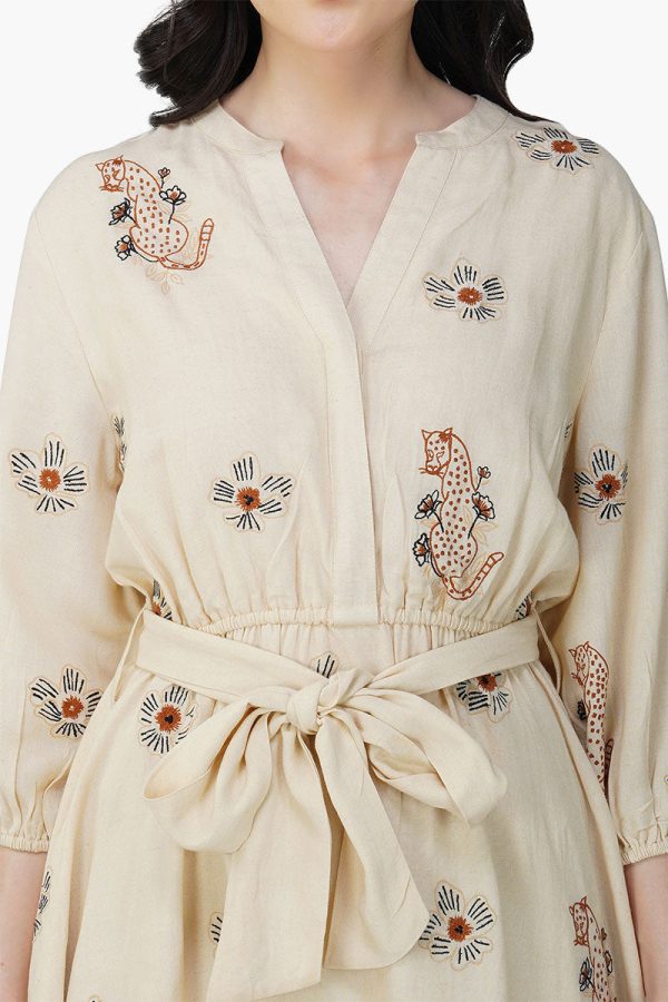 Tiger Bone Floret Embroidered Short Dress - Image 6