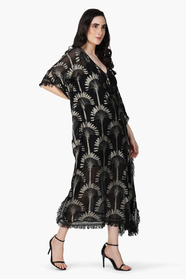 Silver Black Foil Printed Kaftan - Image 2