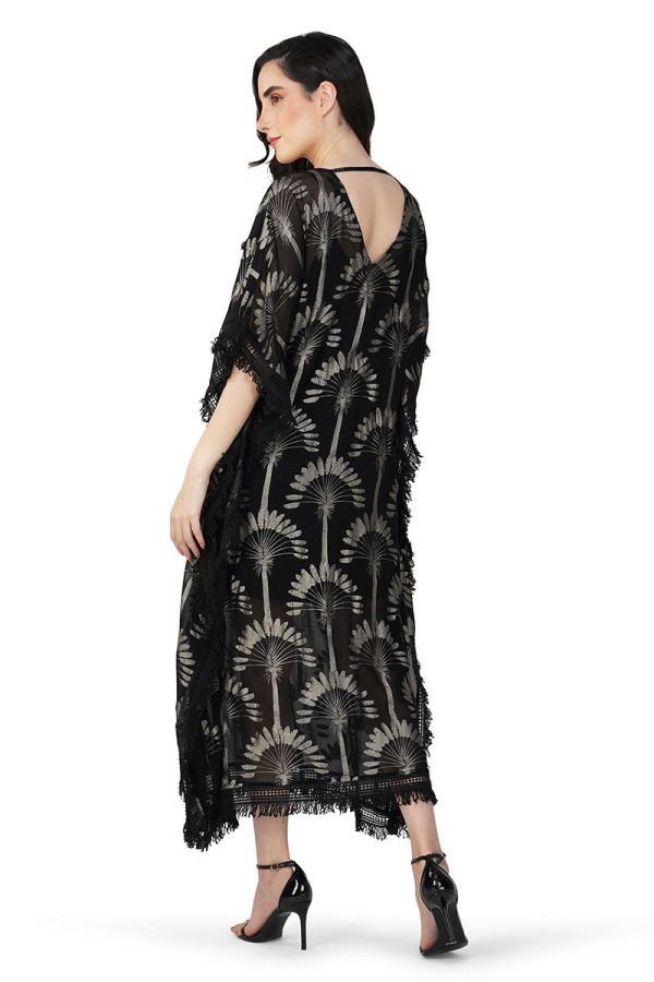 Silver Black Foil Printed Kaftan - Image 4